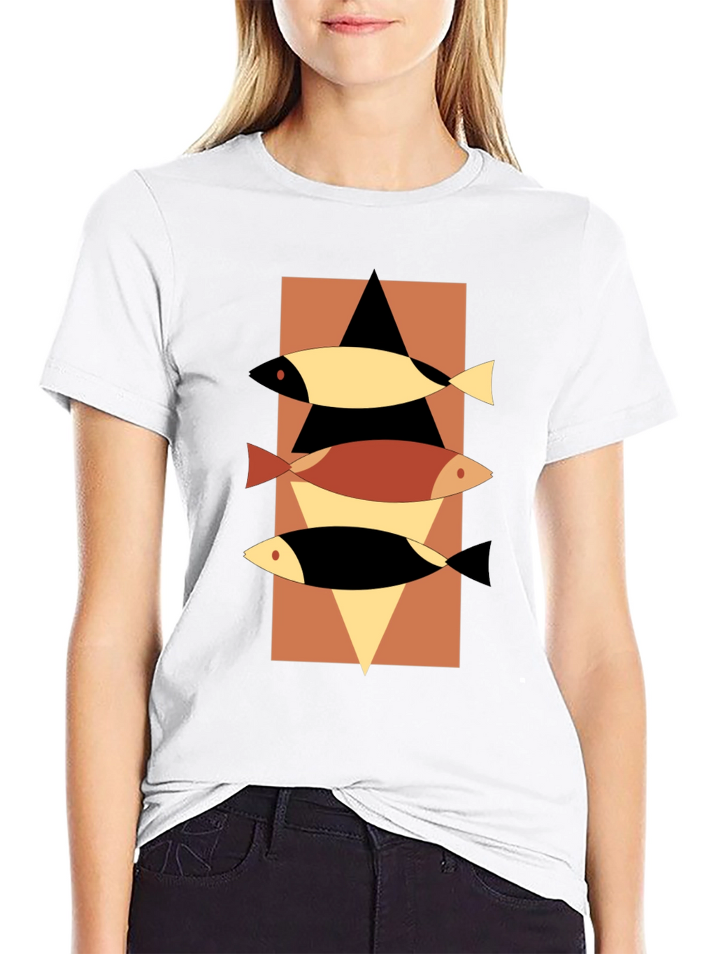 Abstract Fish Graphic Tee - Mens Black T-Shirt