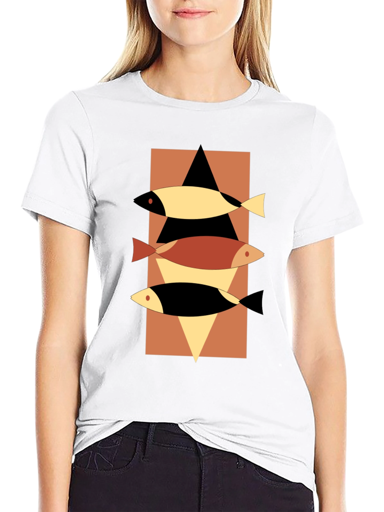 Abstract Fish Graphic Tee - Mens Black T-Shirt