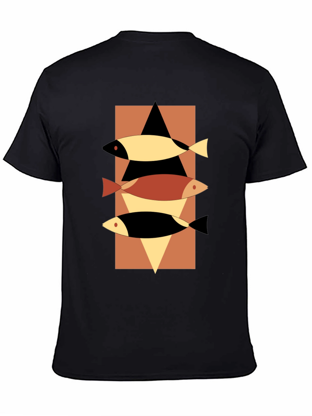 Abstract Fish Graphic Tee - Mens Black T-Shirt