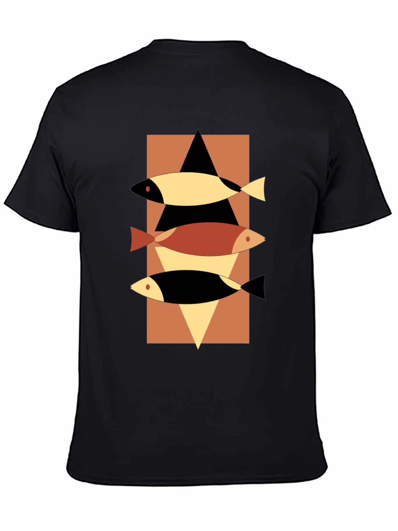 Abstract Fish Graphic Tee - Mens Black T-Shirt