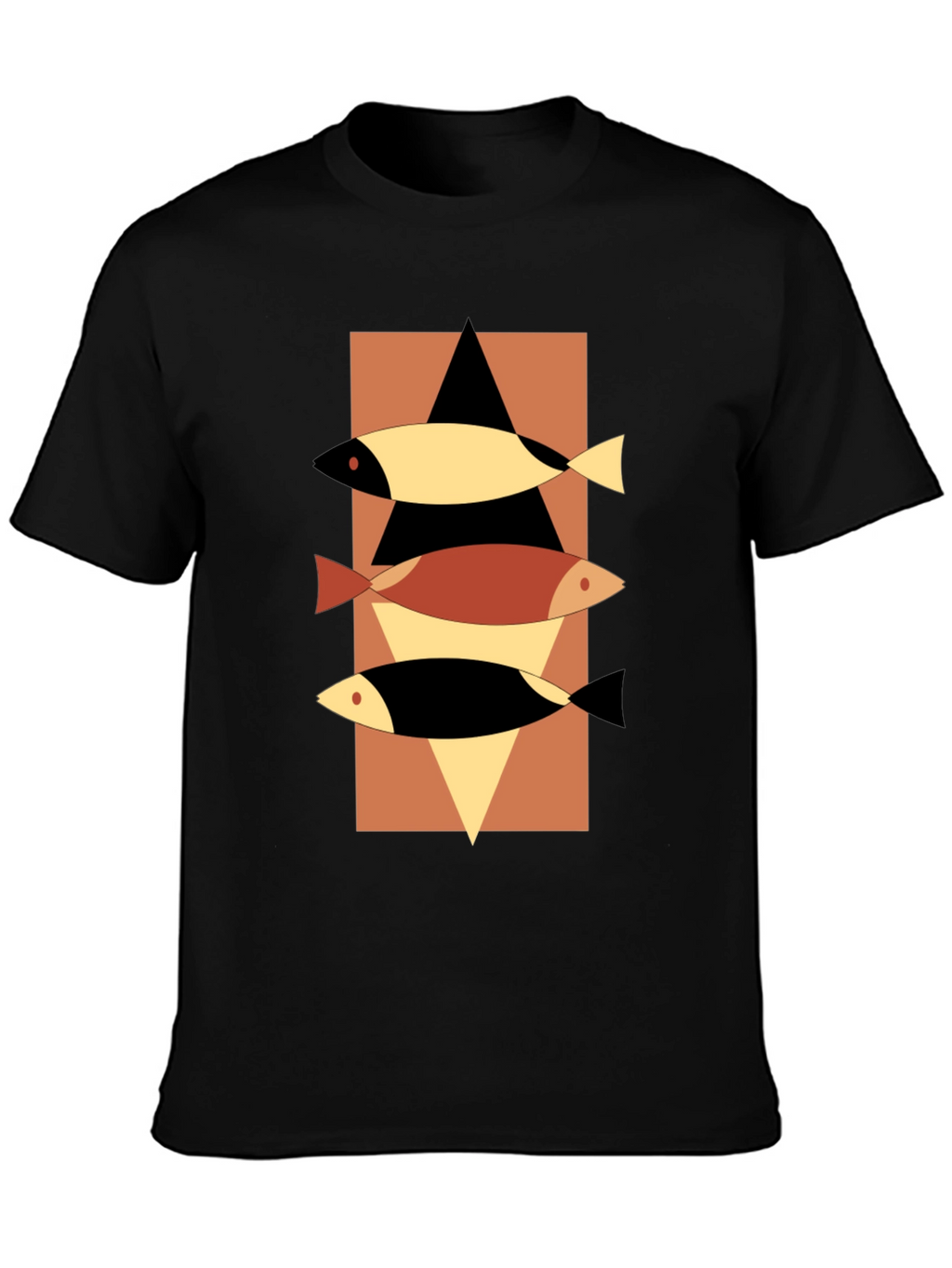 Abstract Fish Graphic Tee - Mens Black T-Shirt