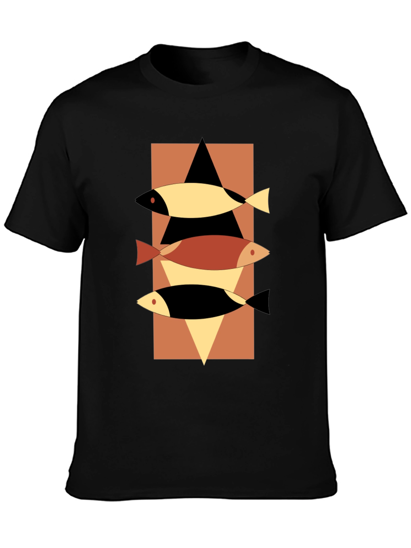 Abstract Fish Graphic Tee - Mens Black T-Shirt