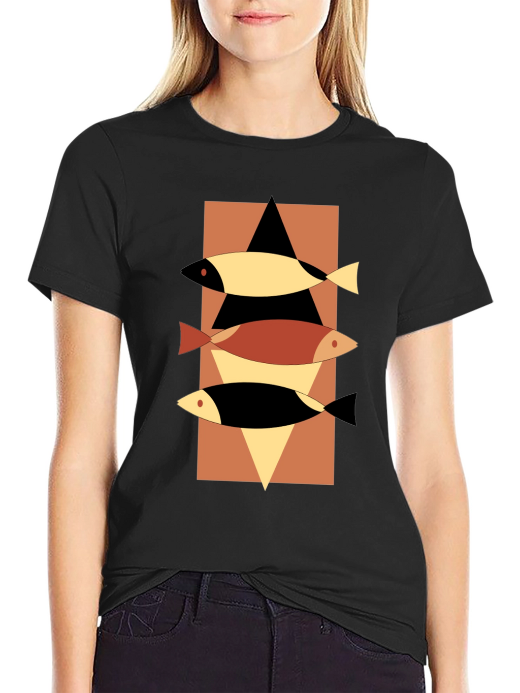 Abstract Fish Graphic Tee - Mens Black T-Shirt