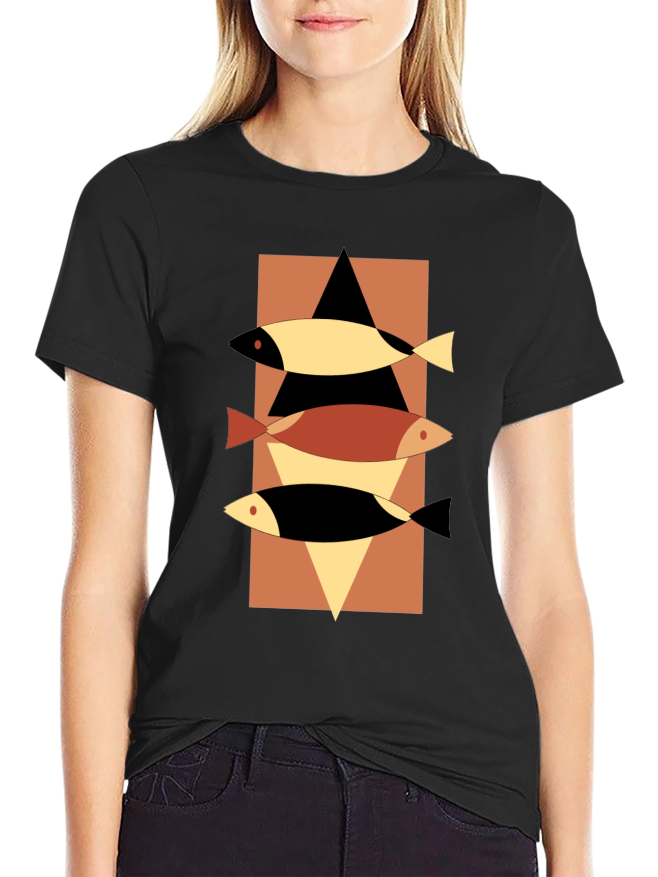 Abstract Fish Graphic Tee - Mens Black T-Shirt
