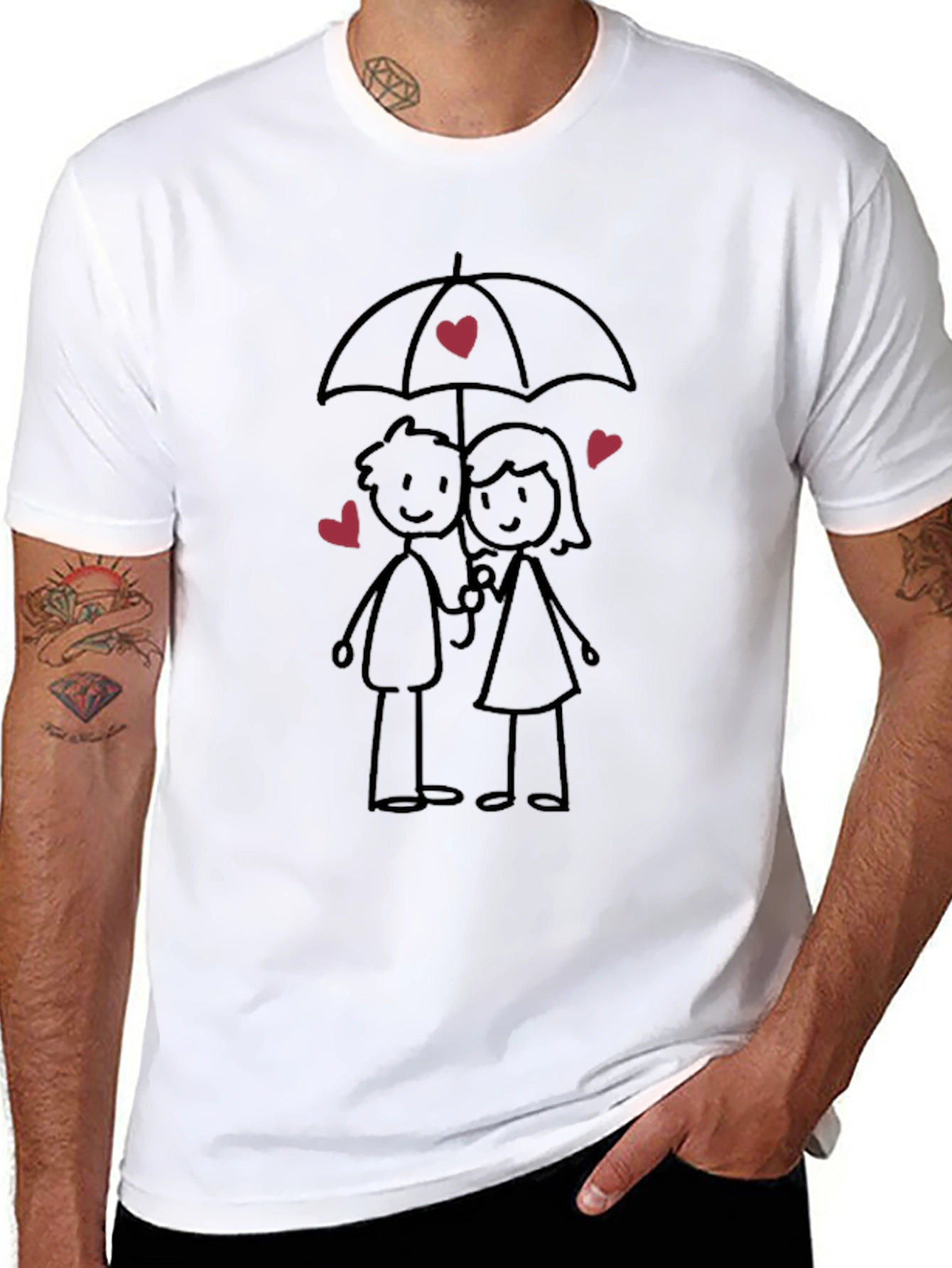 Romantic Stick Figure Couple T-Shirt
