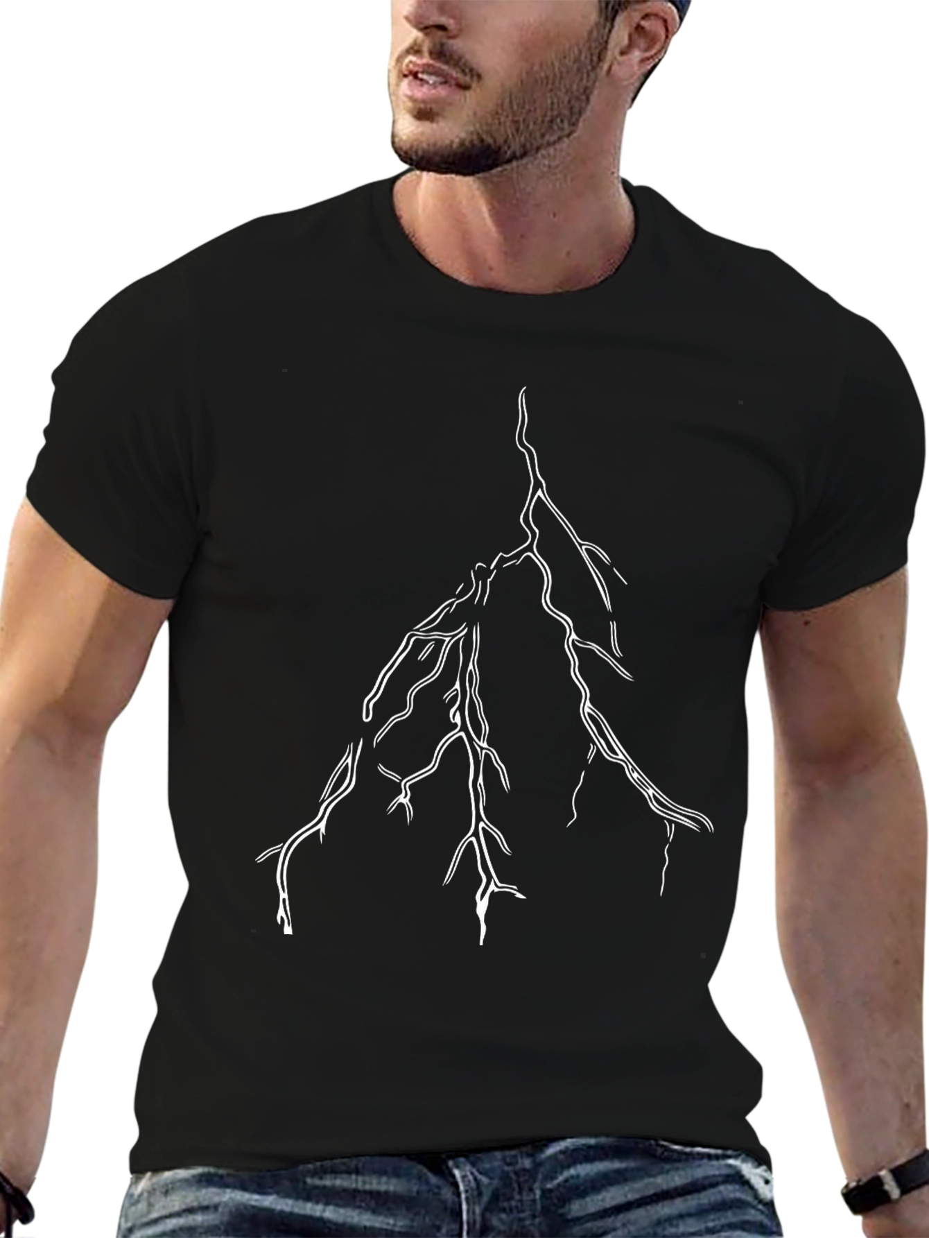 Black Lightning Bolt Graphic Tee