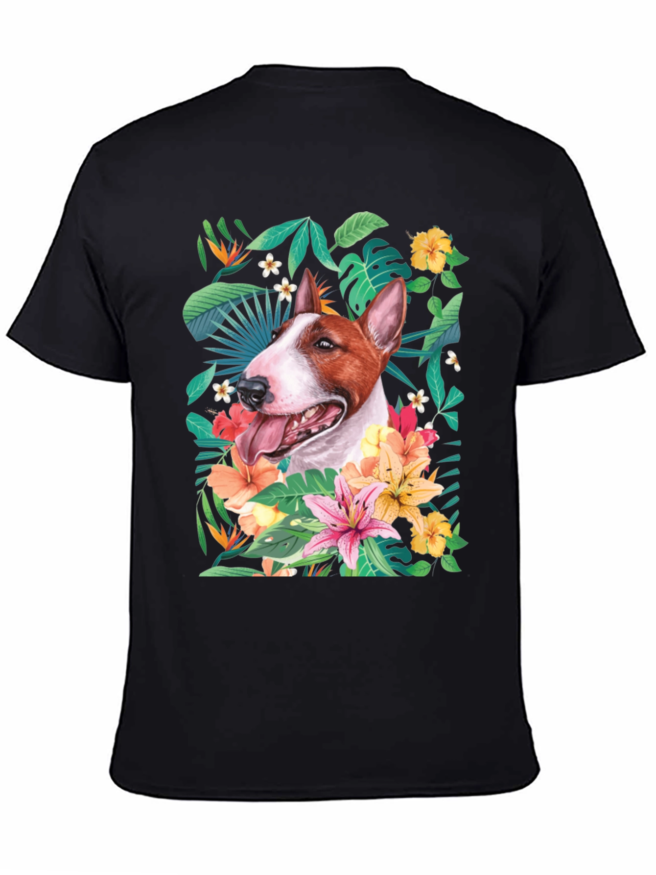 Bull Terrier Floral Graphic Tee - Unique Dog Lover Gift