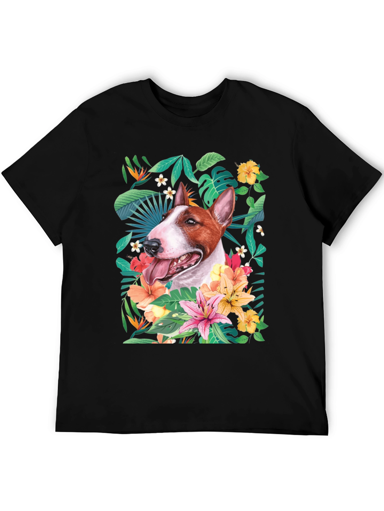 Bull Terrier Floral Graphic Tee - Unique Dog Lover Gift