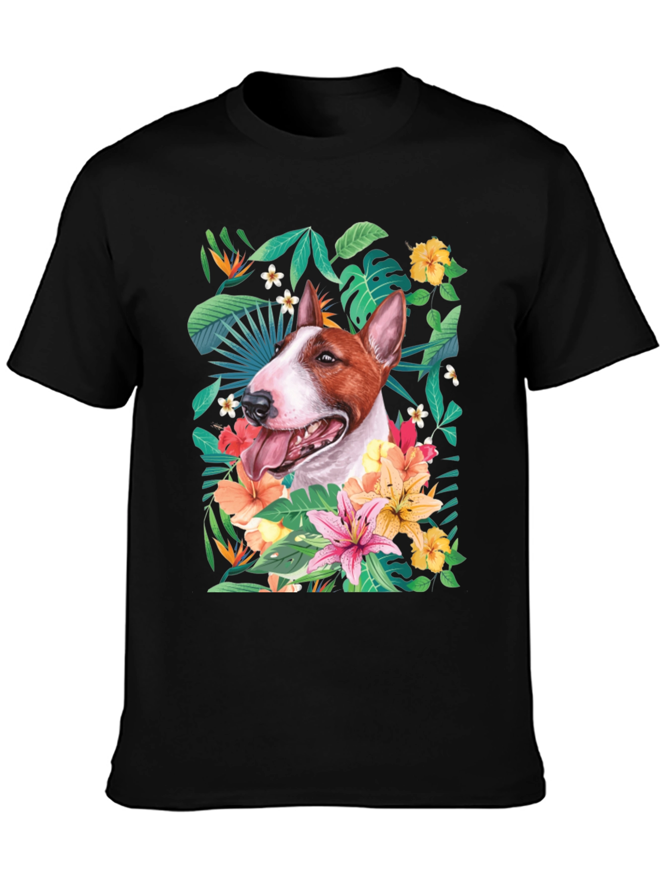 Bull Terrier Floral Graphic Tee - Unique Dog Lover Gift