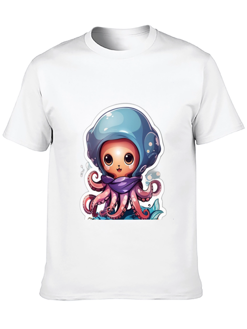 Cute Octopus Cartoon Black T-Shirt