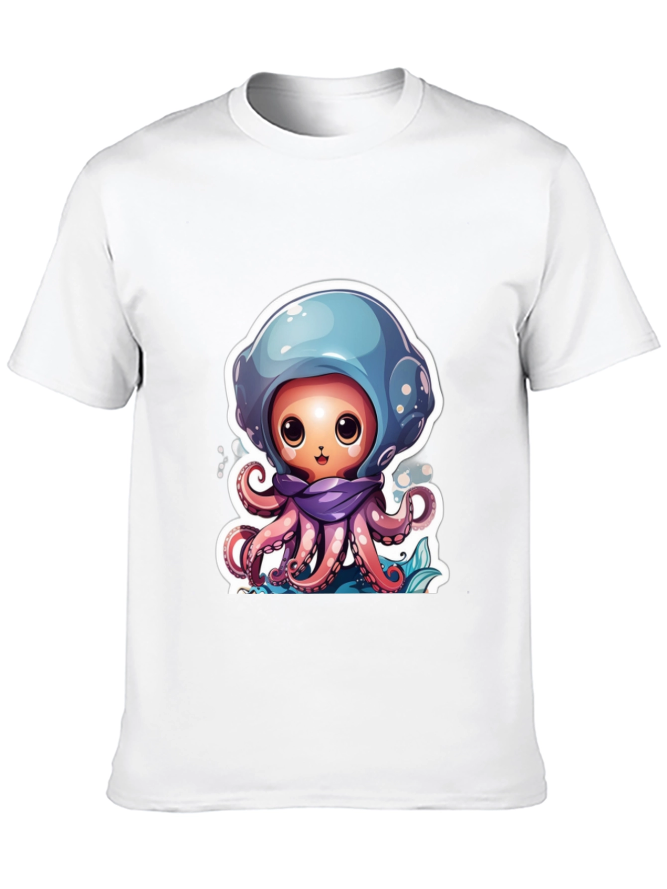 Cute Octopus Cartoon Black T-Shirt