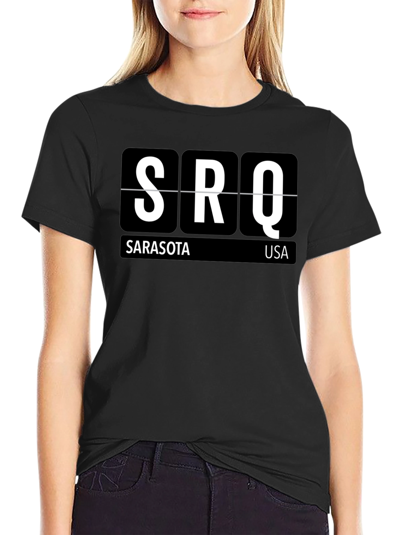 Sarasota Airport Code SRQ Black T-Shirt