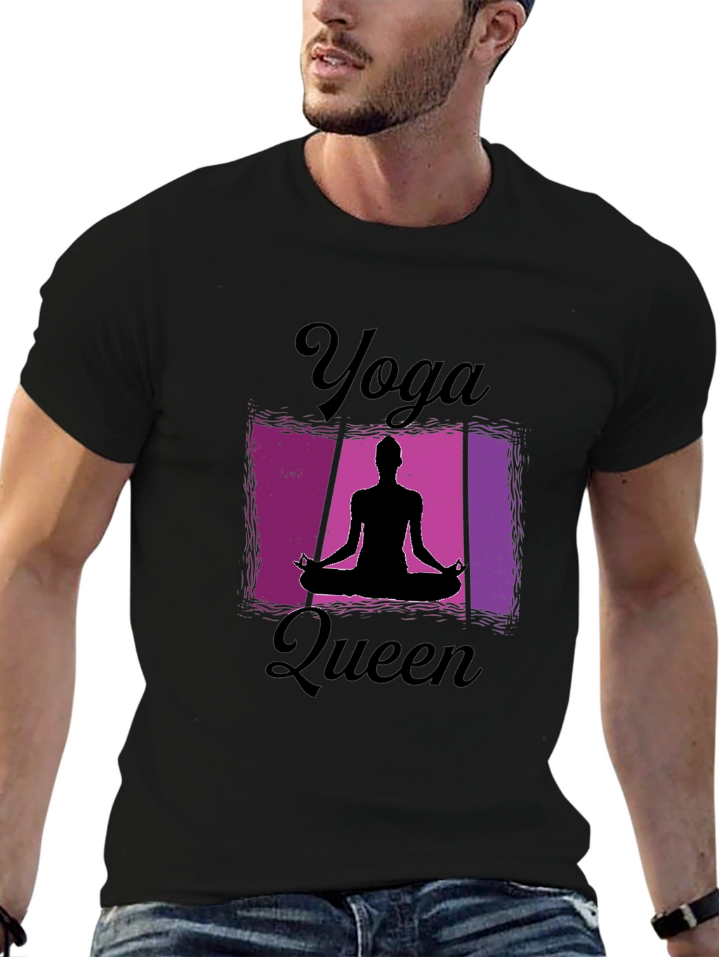 Yoga Queen Black T-Shirt for Women