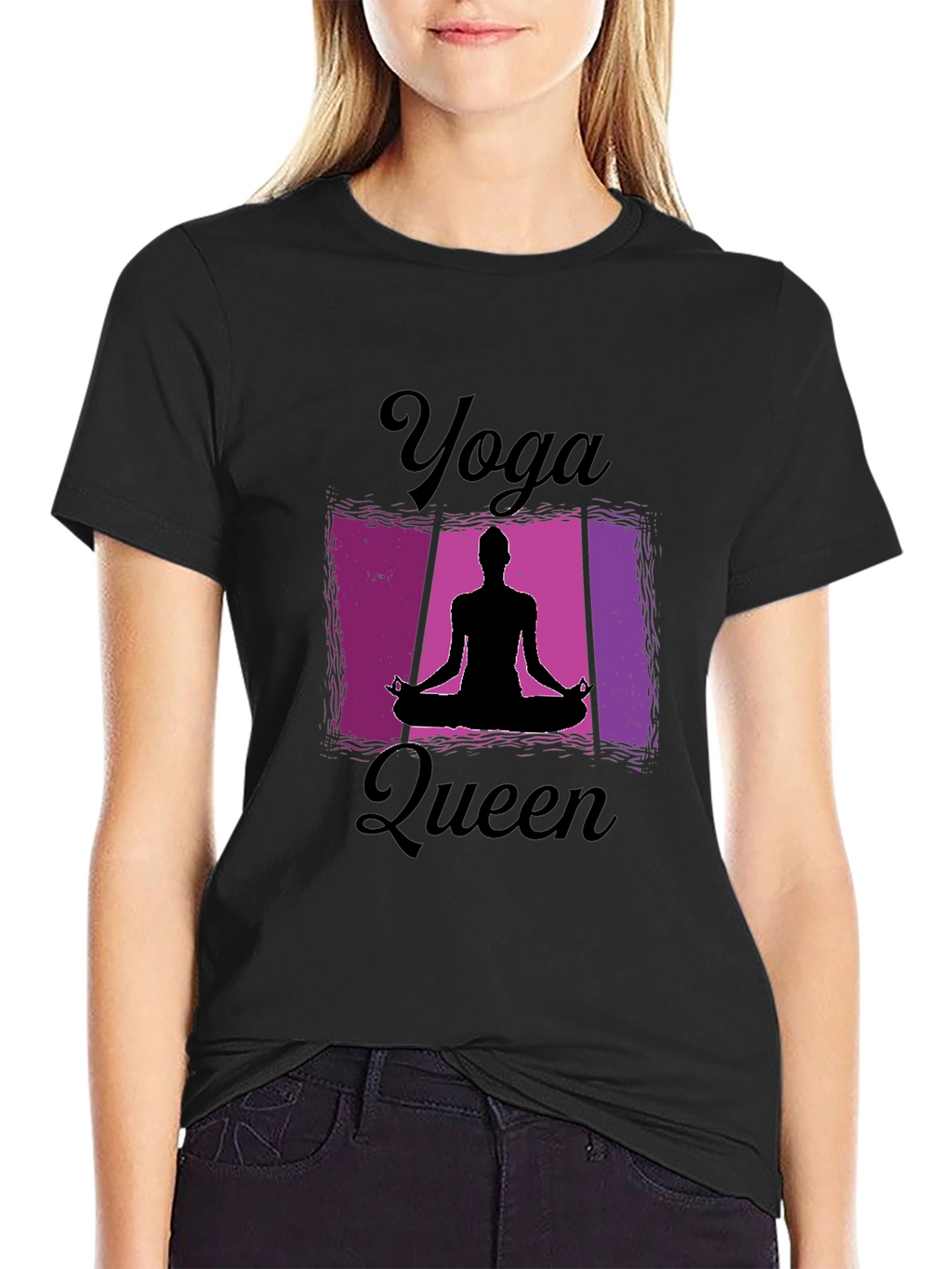 Yoga Queen Black T-Shirt for Women