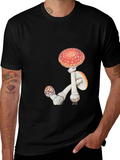Mushroom Graphic Tee - Black Cotton T-Shirt