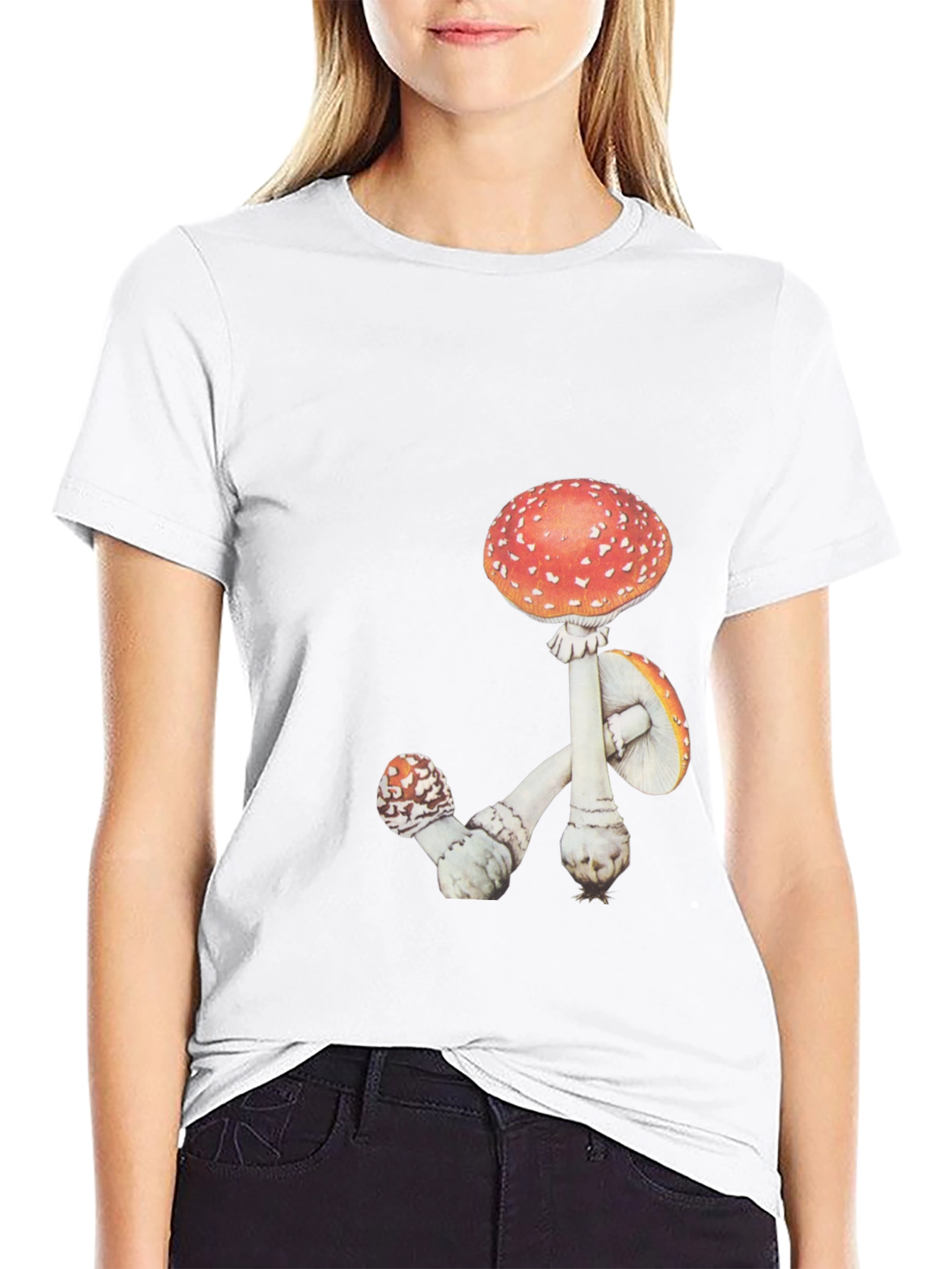 Mushroom Graphic Tee - Black Cotton T-Shirt