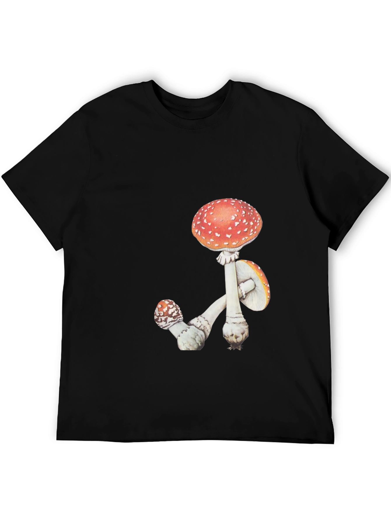 Mushroom Graphic Tee - Black Cotton T-Shirt