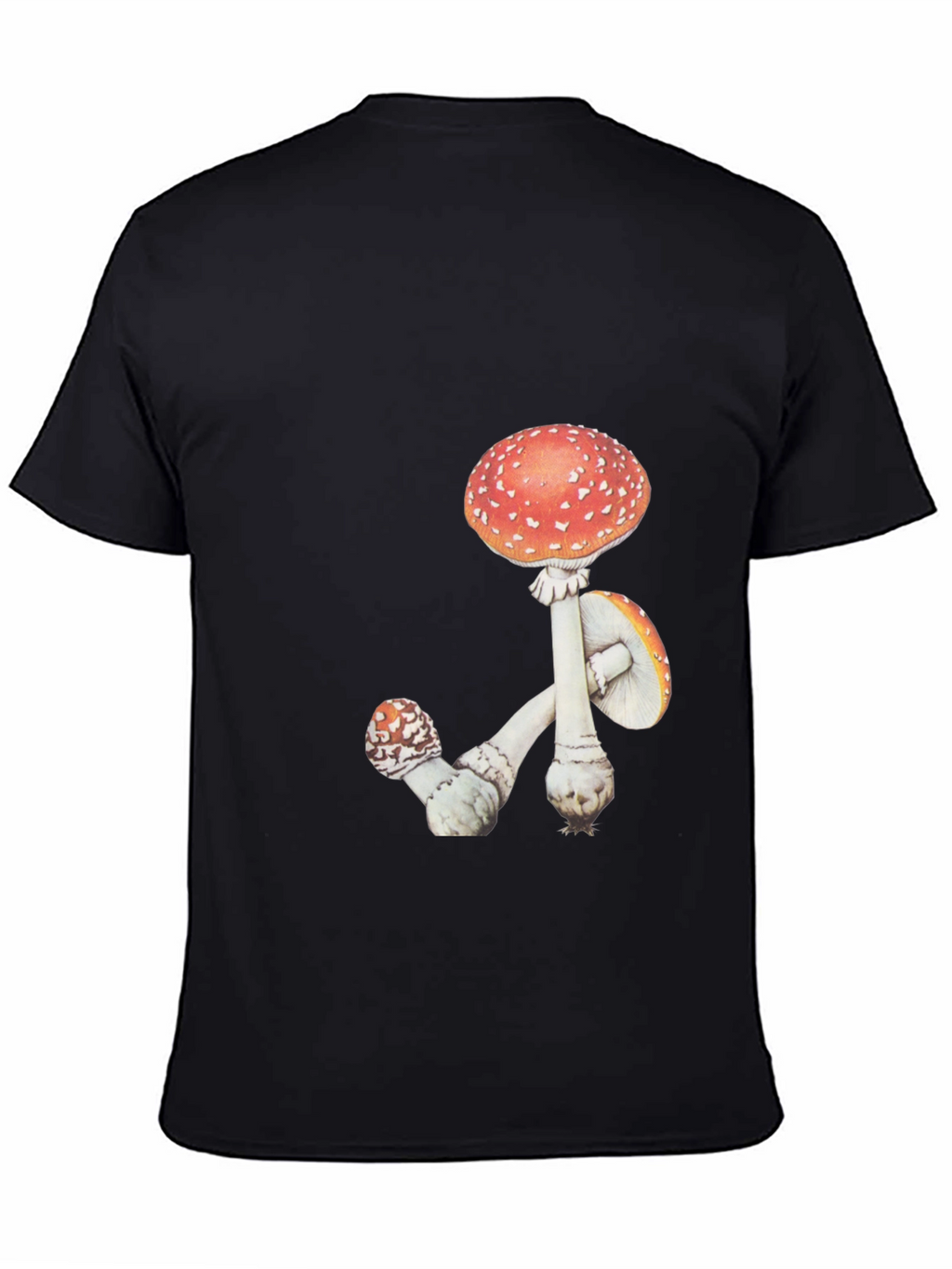 Mushroom Graphic Tee - Black Cotton T-Shirt