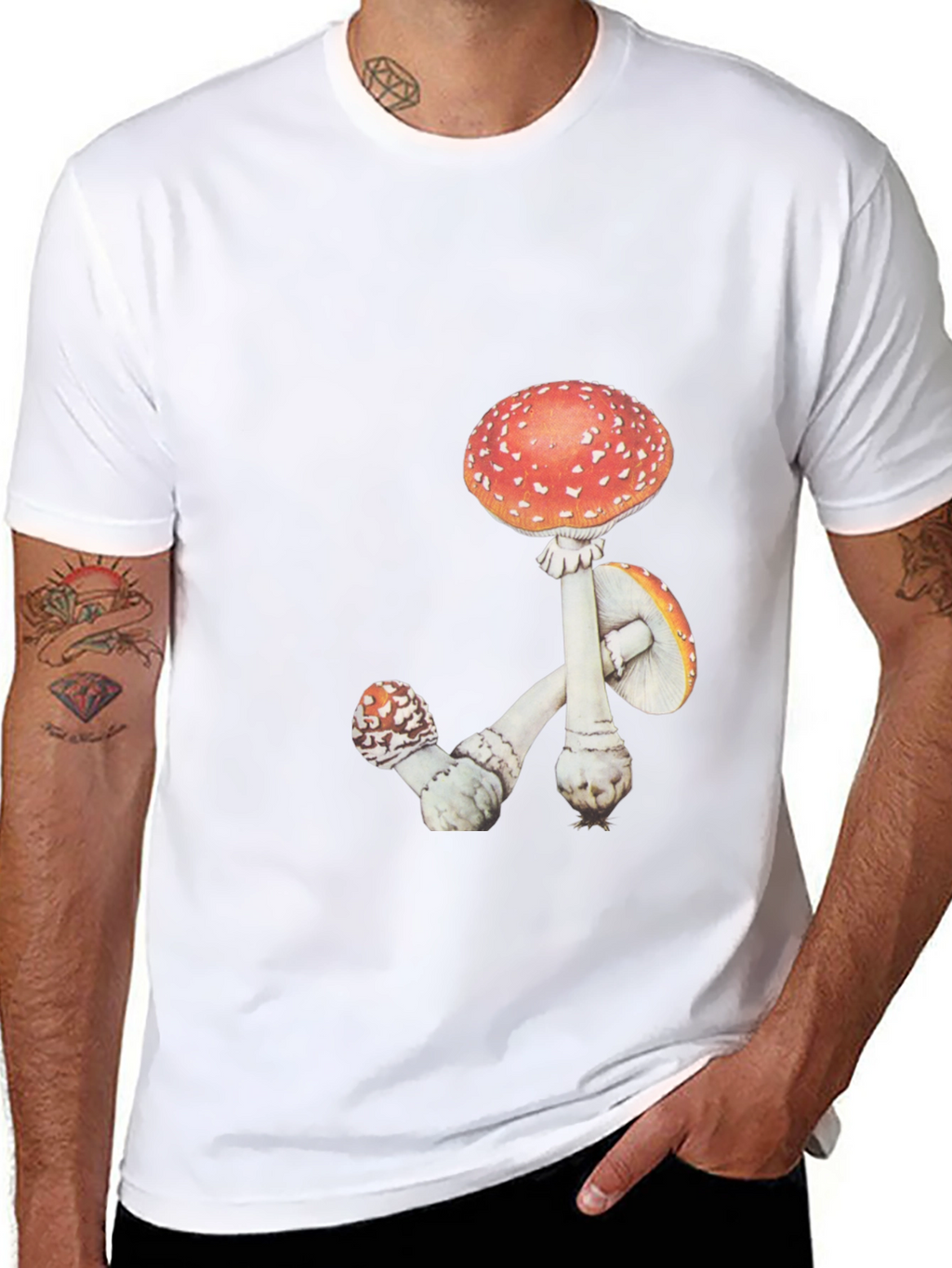 Mushroom Graphic Tee - Black Cotton T-Shirt