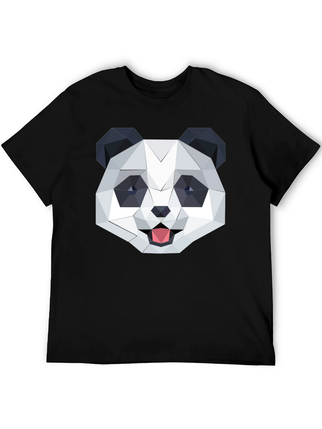 Geometric Panda Graphic Black T-Shirt