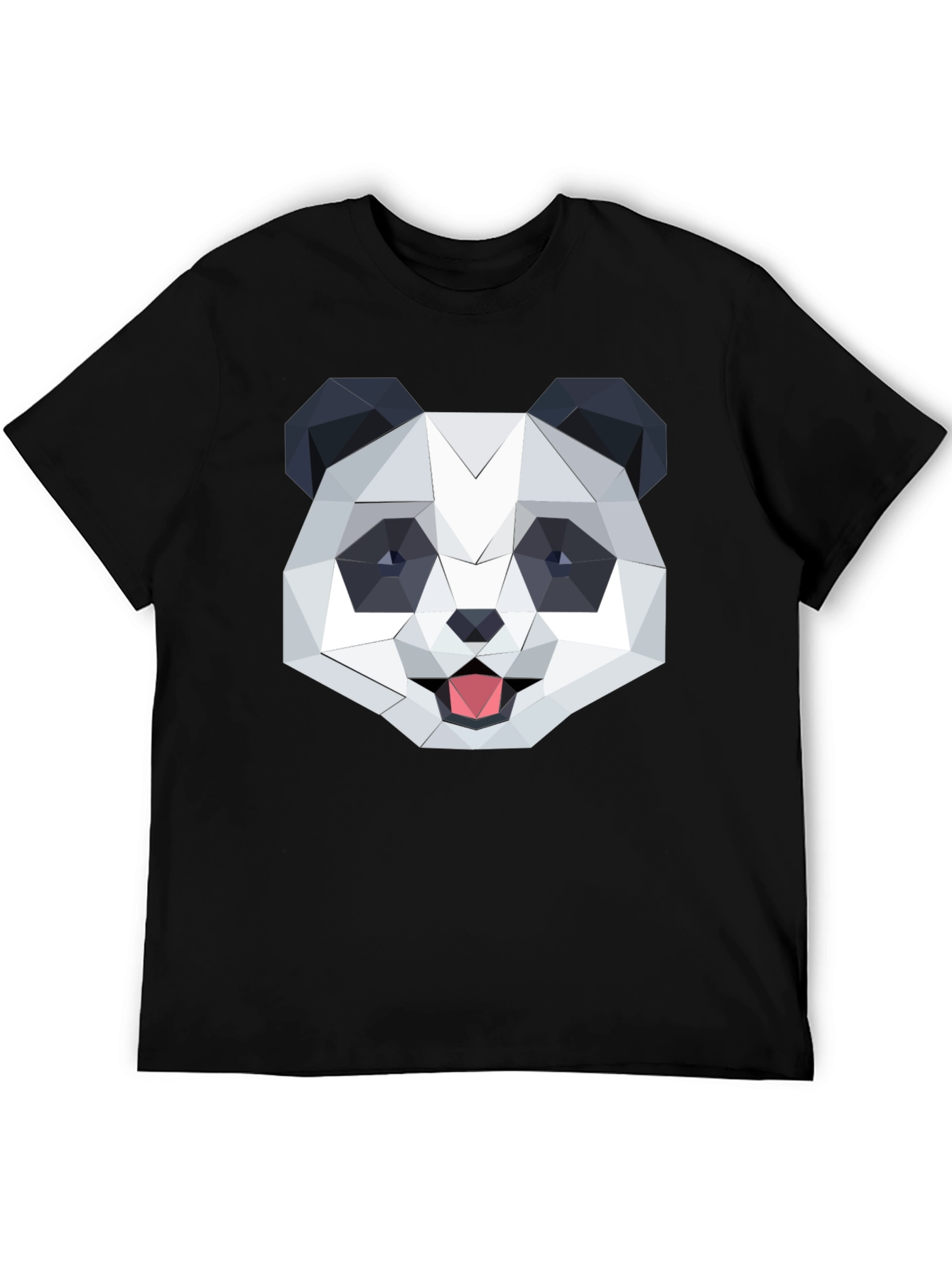 Geometric Panda Graphic Black T-Shirt