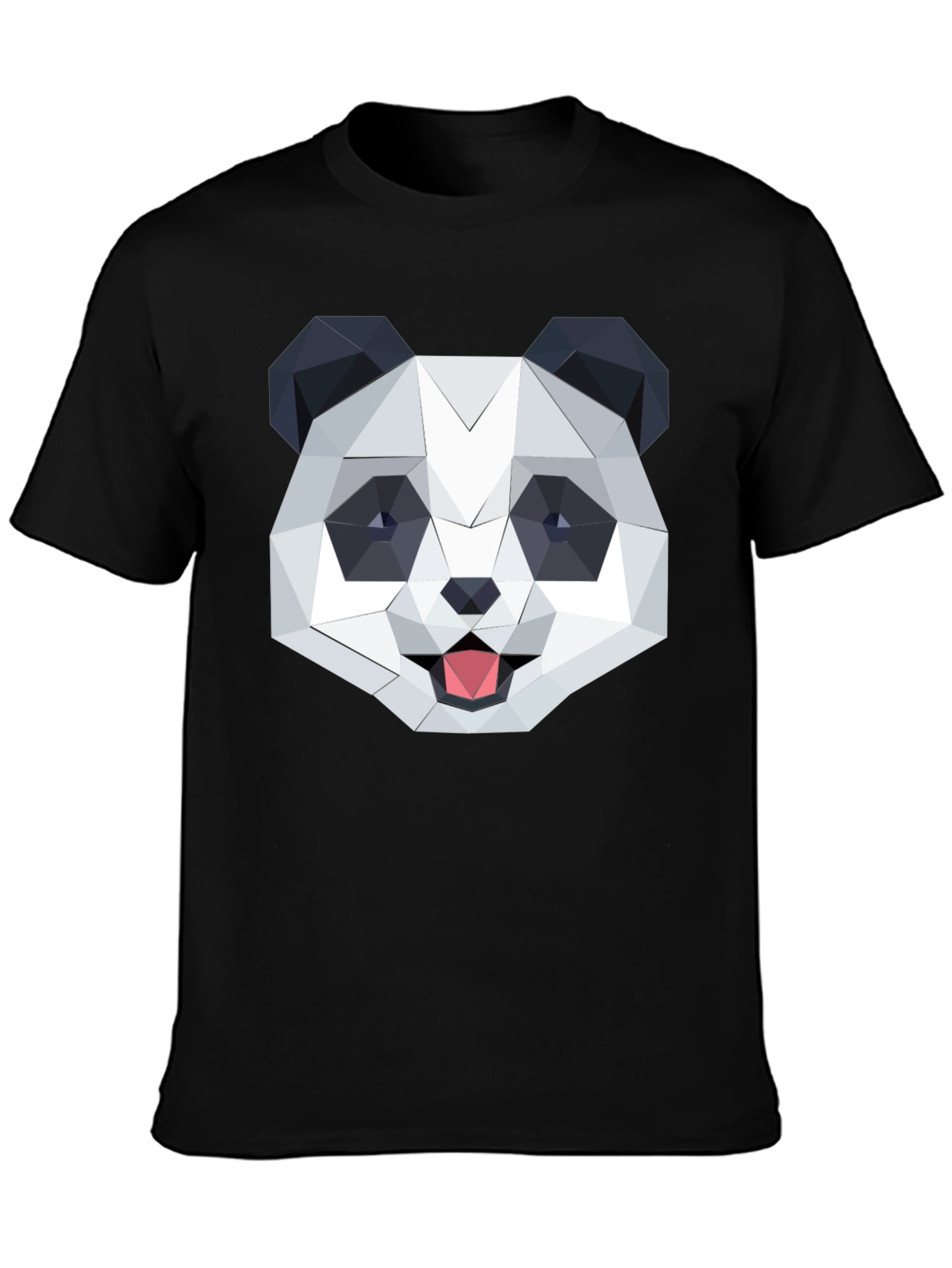 Geometric Panda Graphic Black T-Shirt