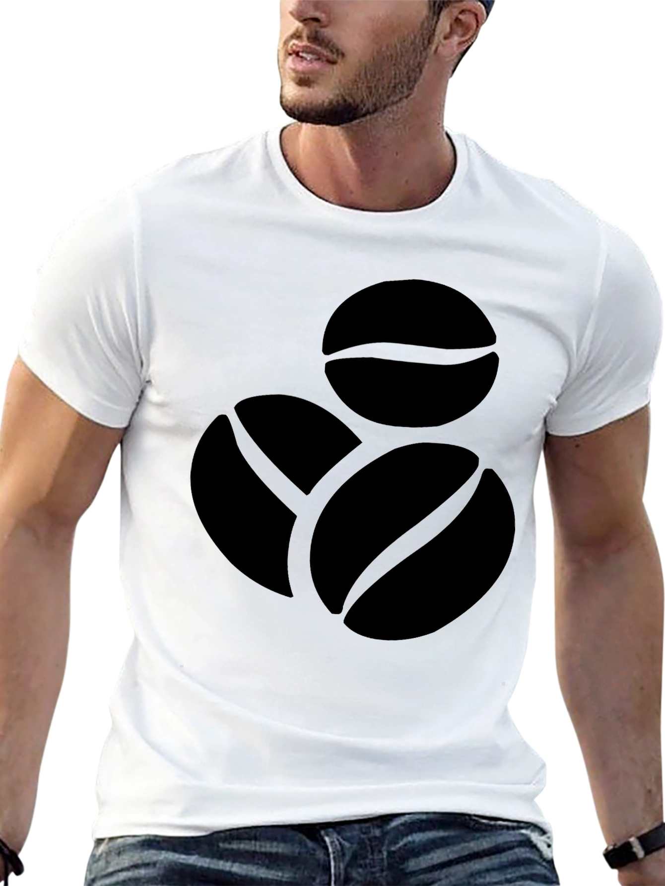 Coffee Bean Graphic Tee - Black Cotton Shirt