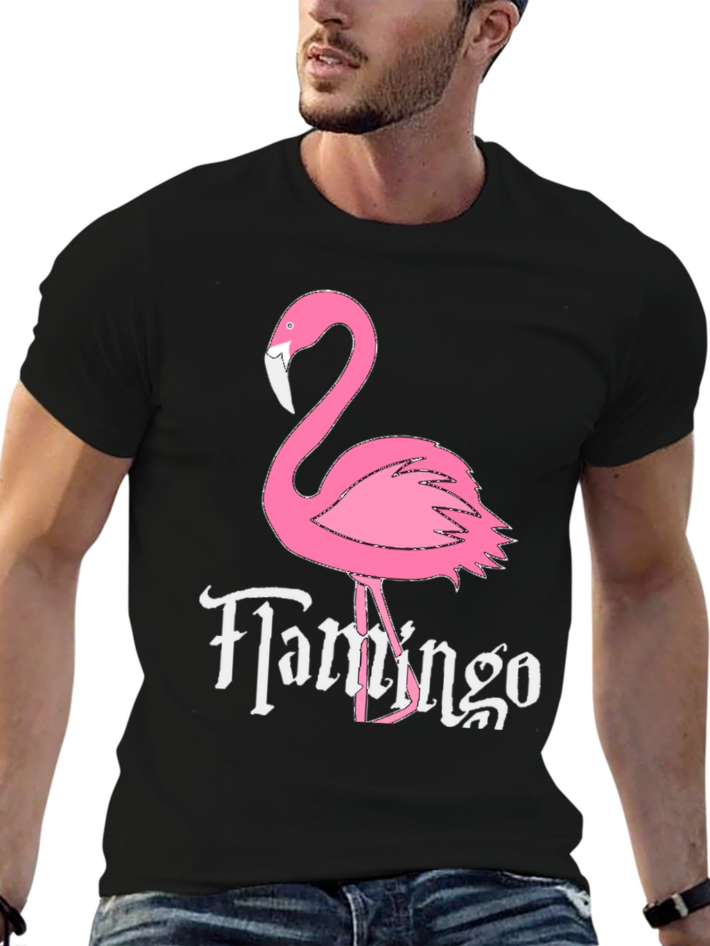 Black Flamingo Graphic Tee - Novelty Casual T-Shirt