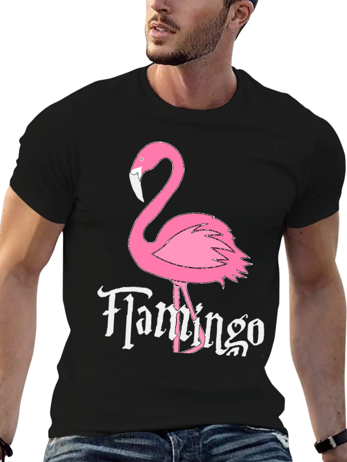 Black Flamingo Graphic Tee - Novelty Casual T-Shirt