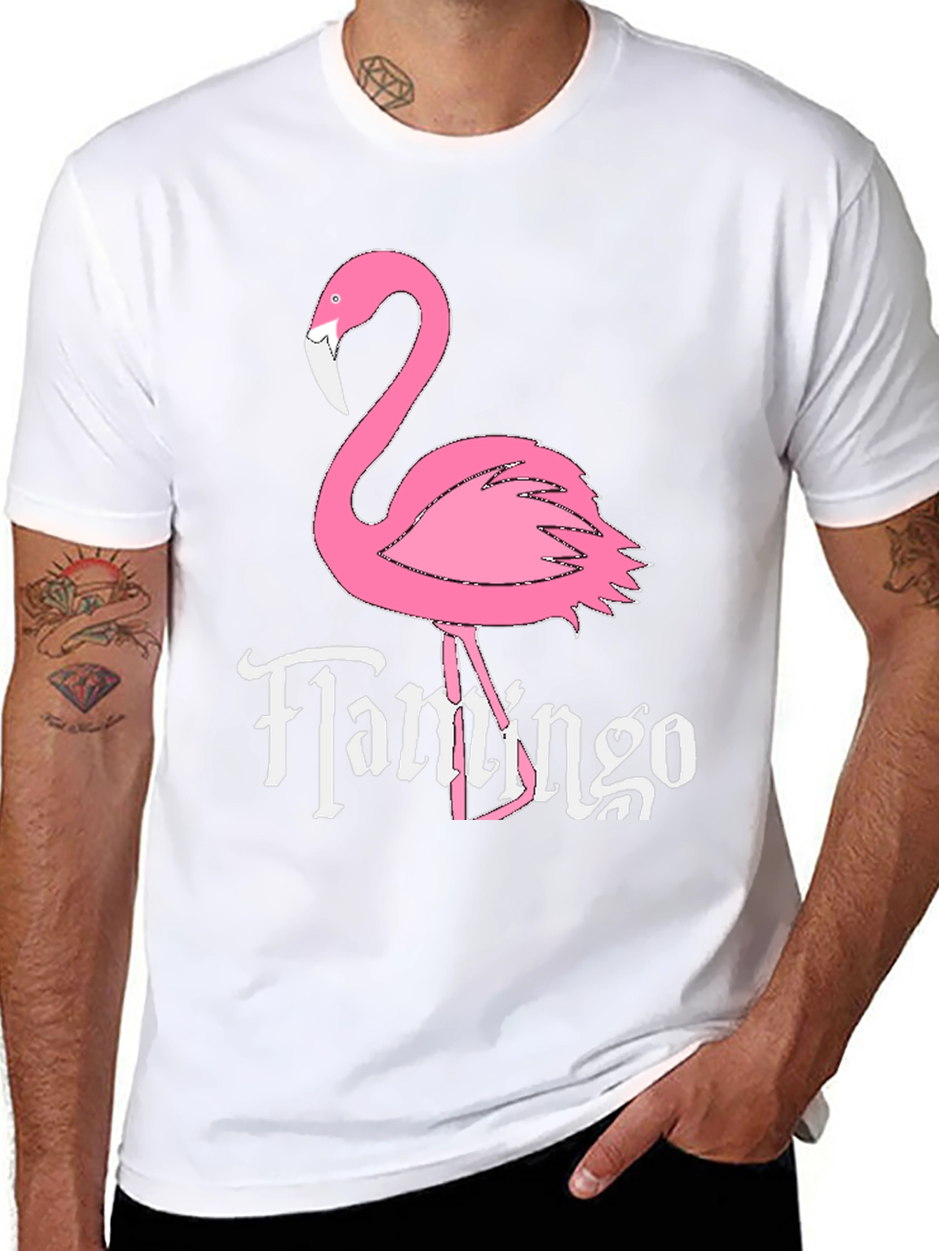 Black Flamingo Graphic Tee - Novelty Casual T-Shirt