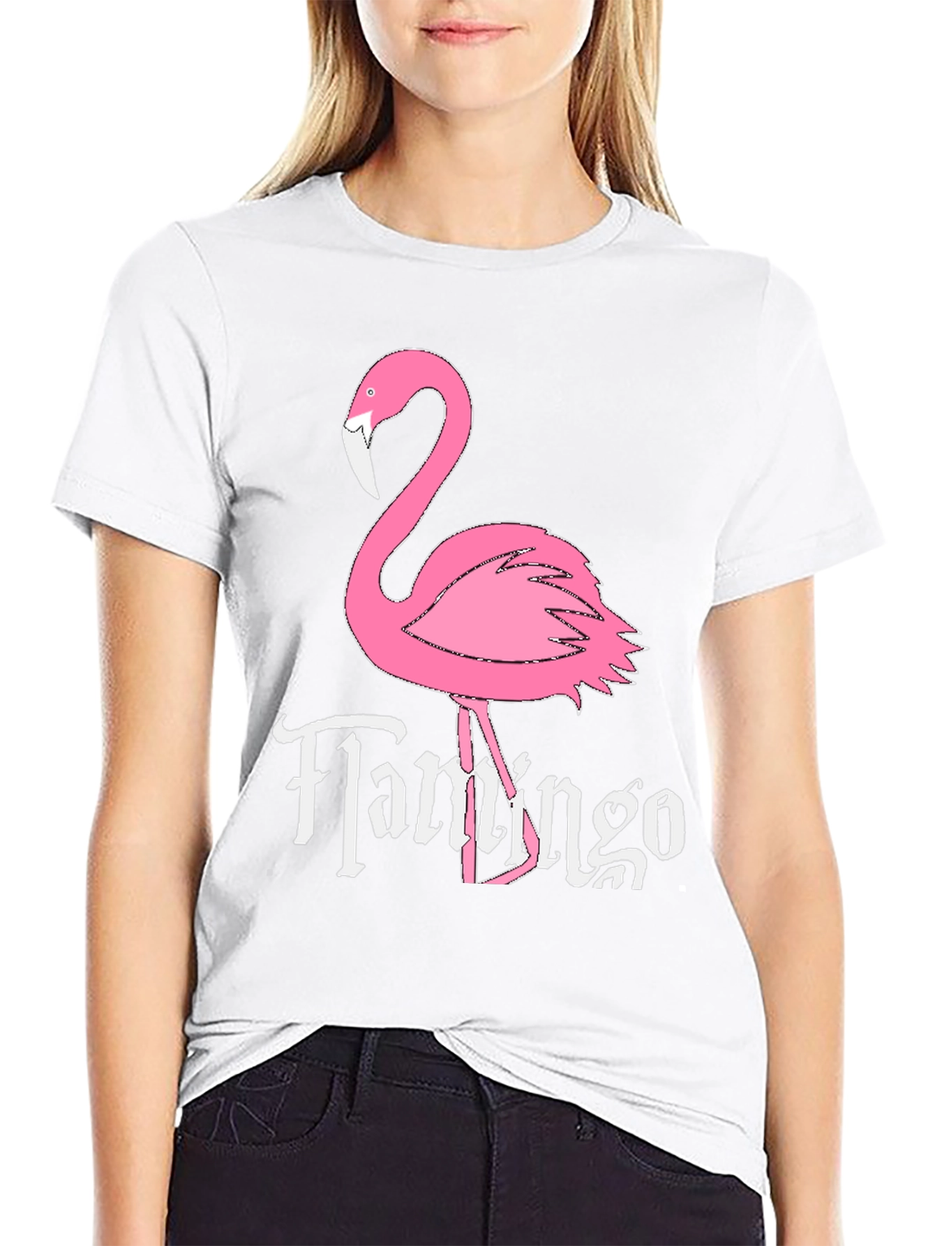Black Flamingo Graphic Tee - Novelty Casual T-Shirt