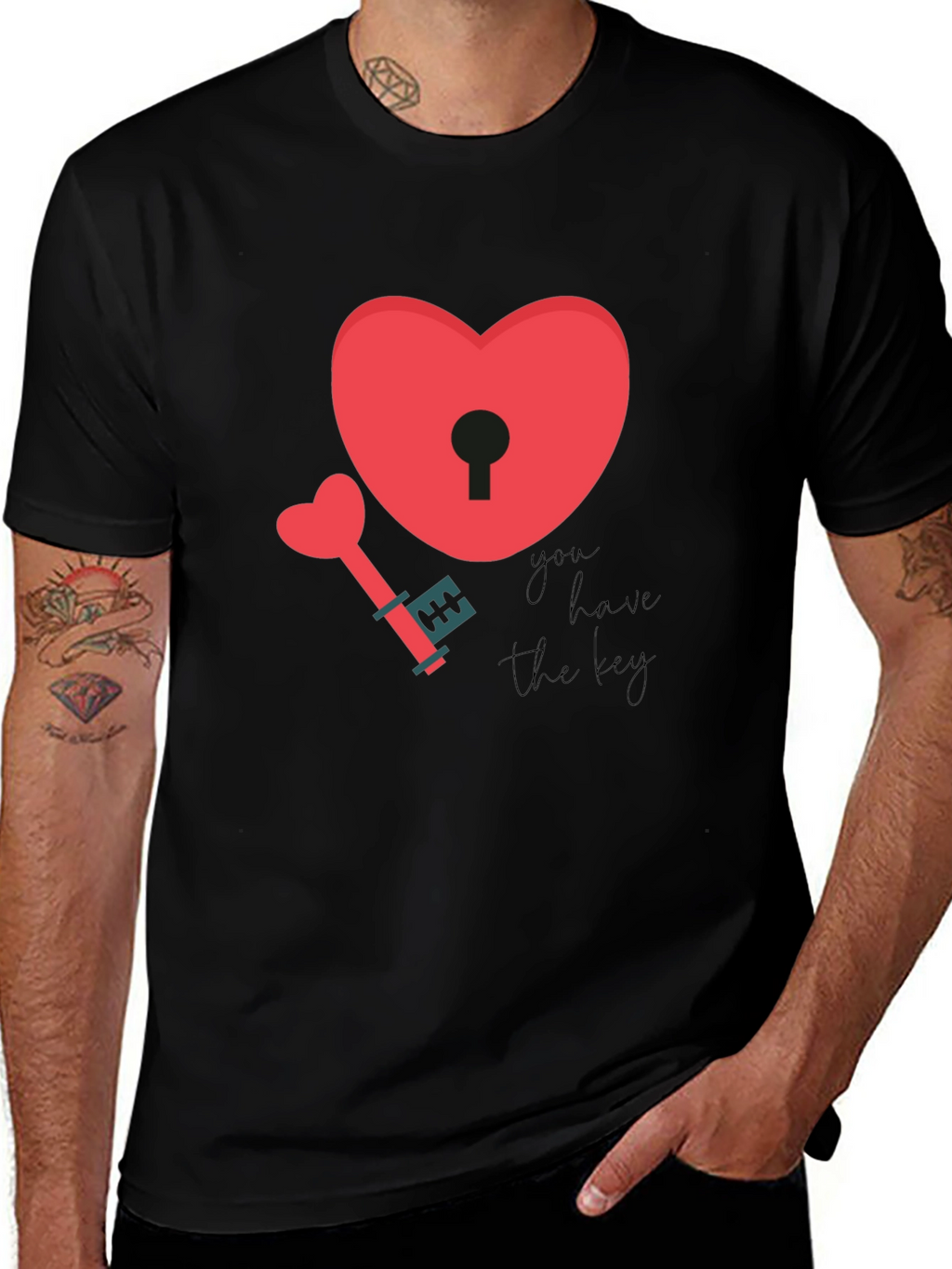 Heart Lock & Key Graphic T-Shirt