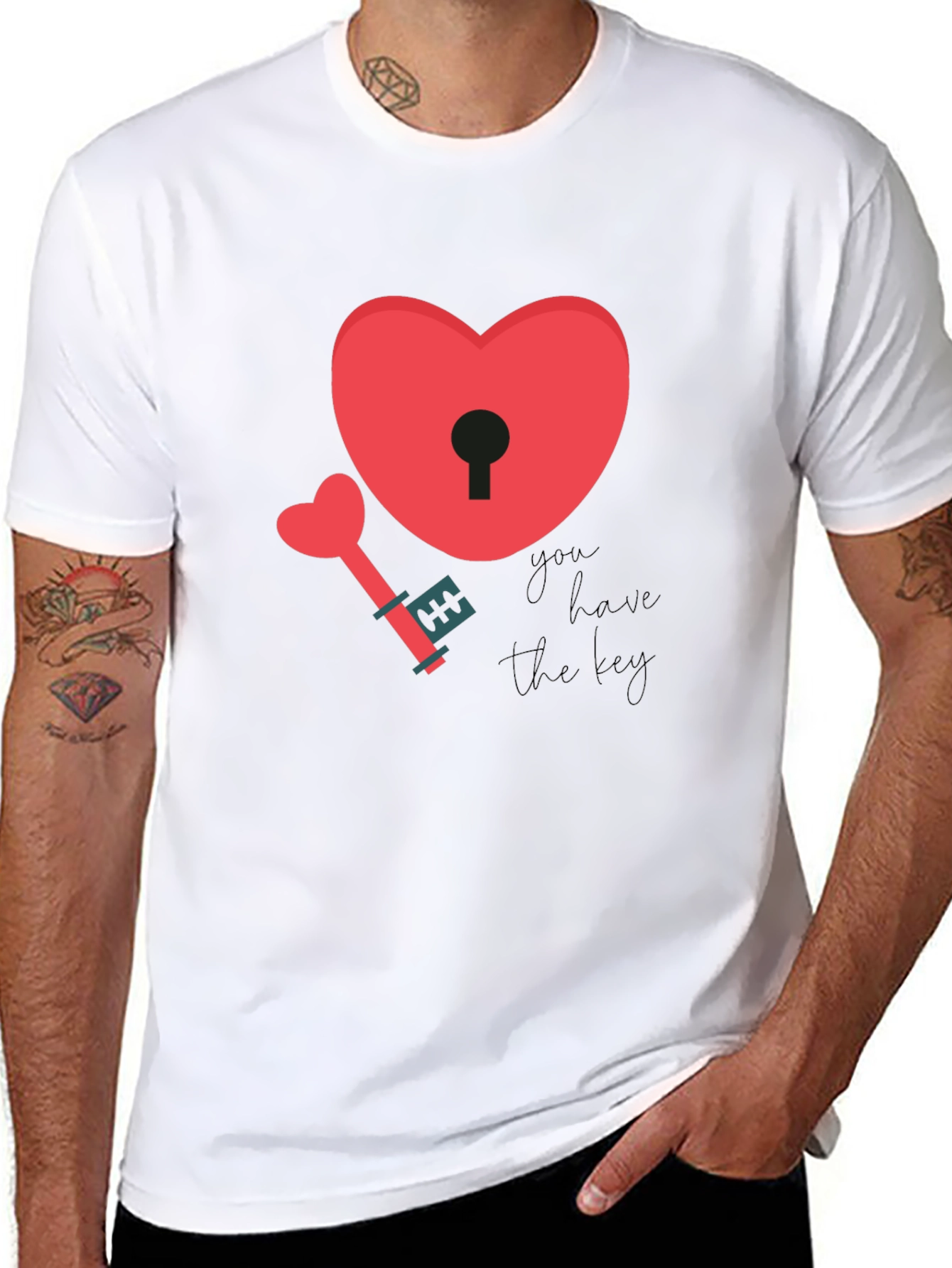 Heart Lock & Key Graphic T-Shirt