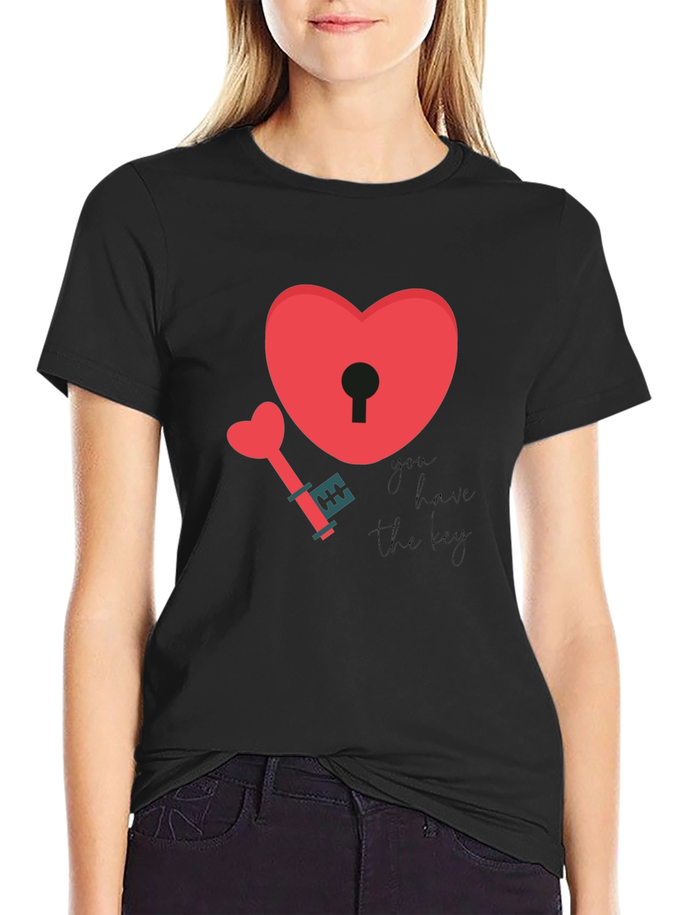 Heart Lock & Key Graphic T-Shirt