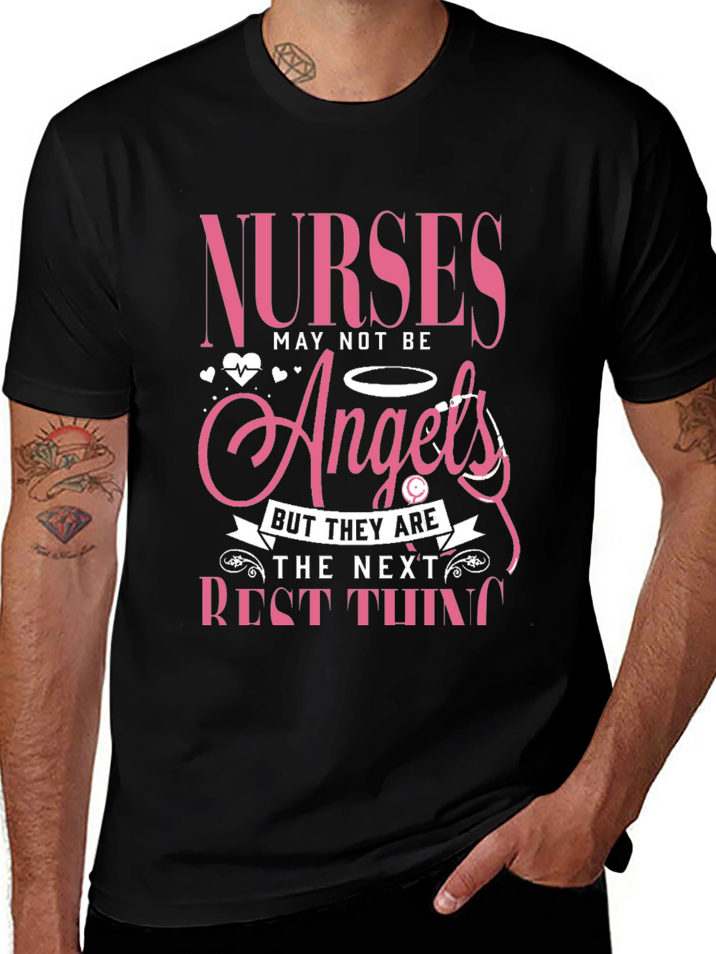 Nurses Angels Pink Graphic T-Shirt