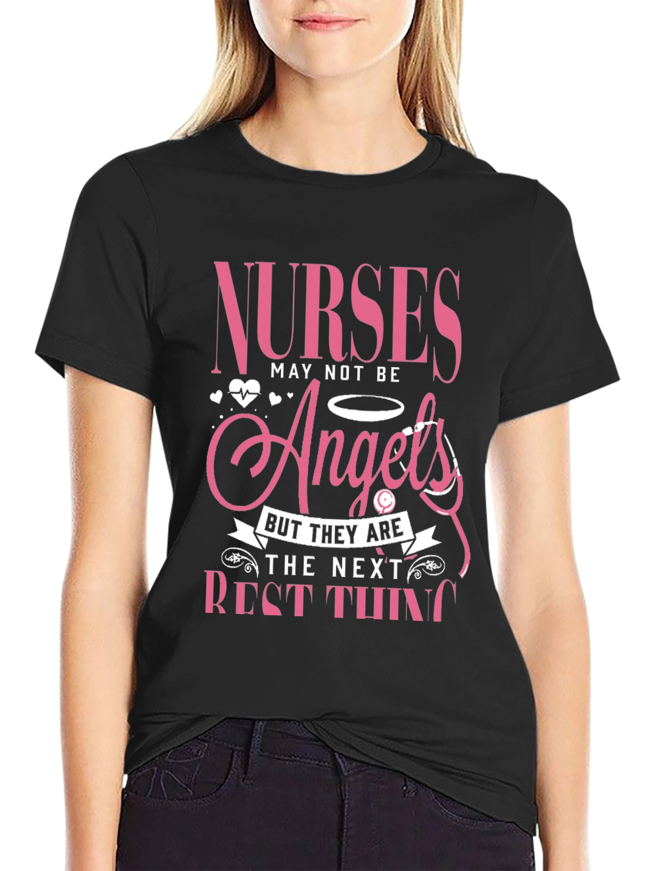 Nurses Angels Pink Graphic T-Shirt