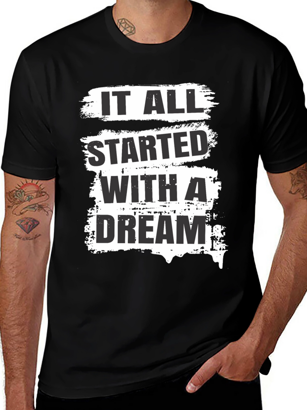 Dream Start Mens Black Graphic Tee