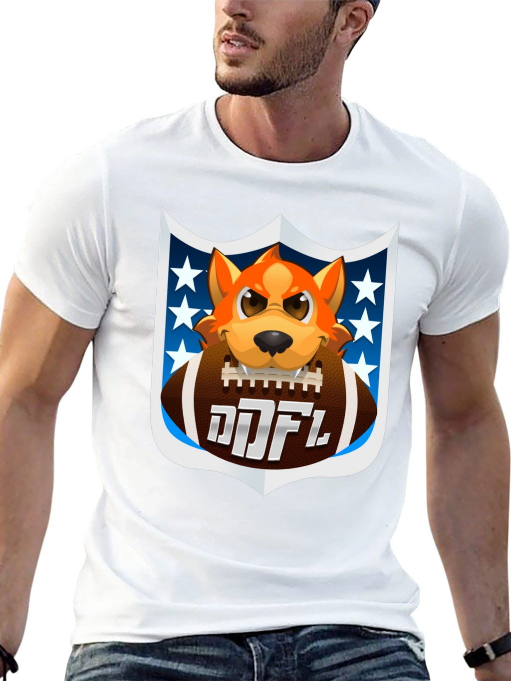 Cartoon Dog Holding Football T-Shirt
