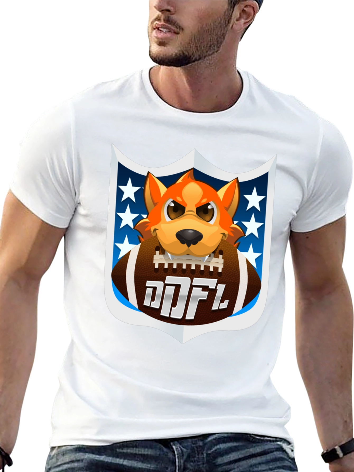 Cartoon Dog Holding Football T-Shirt