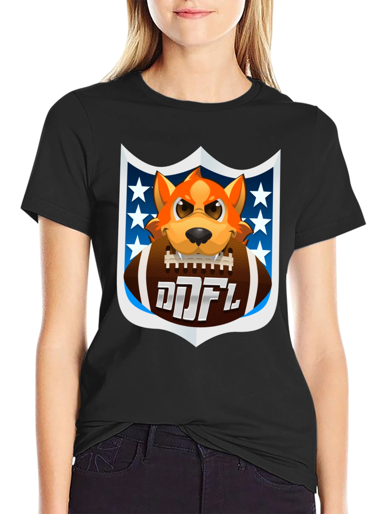 Cartoon Dog Holding Football T-Shirt
