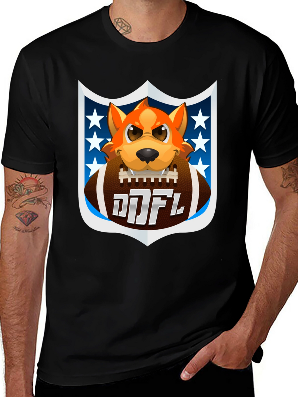 Cartoon Dog Holding Football T-Shirt