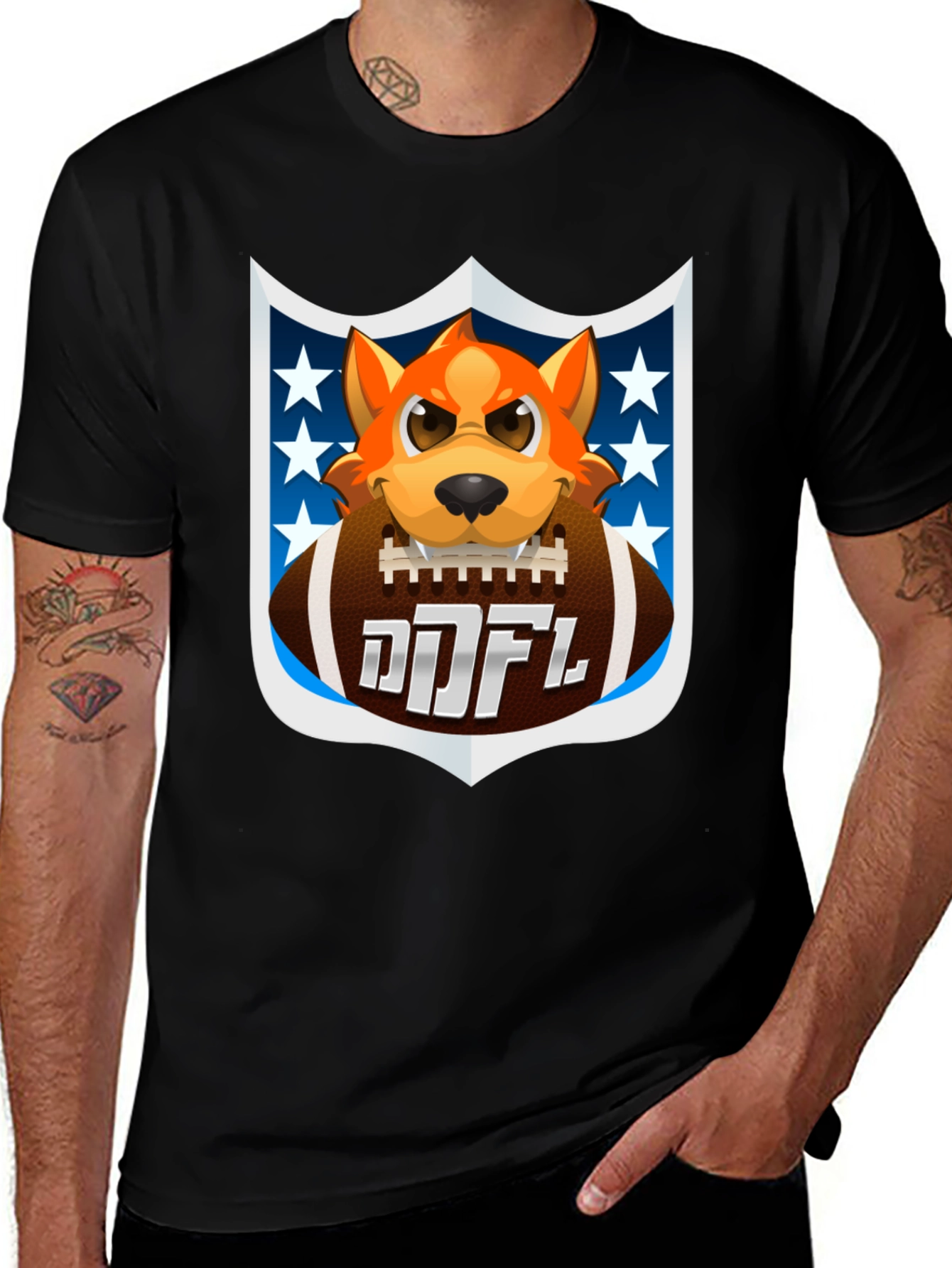 Cartoon Dog Holding Football T-Shirt