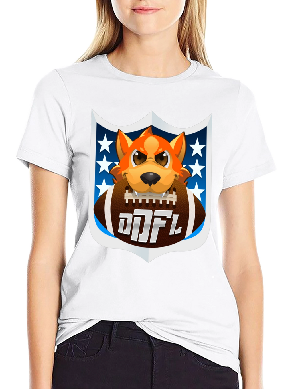 Cartoon Dog Holding Football T-Shirt
