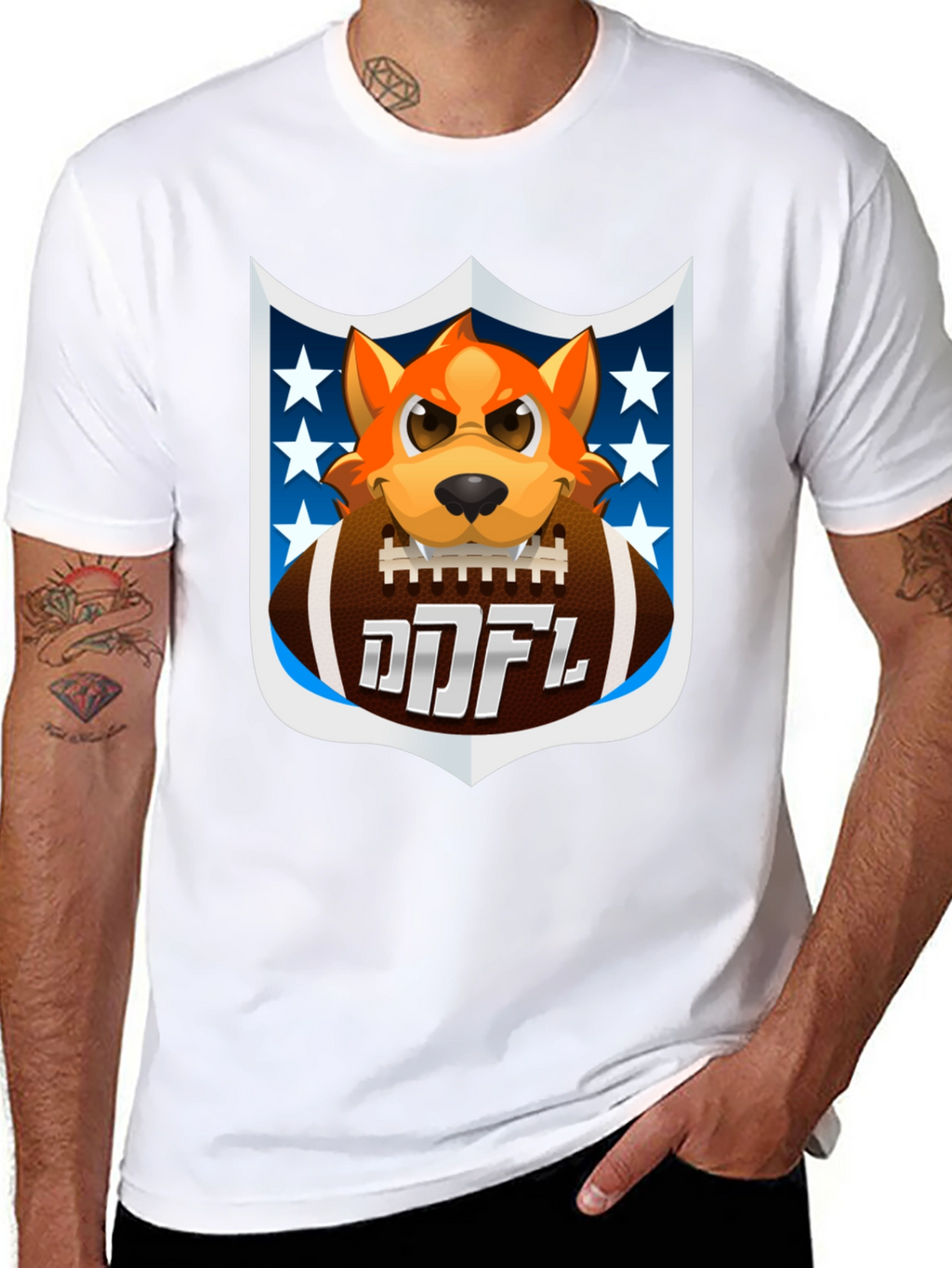 Cartoon Dog Holding Football T-Shirt