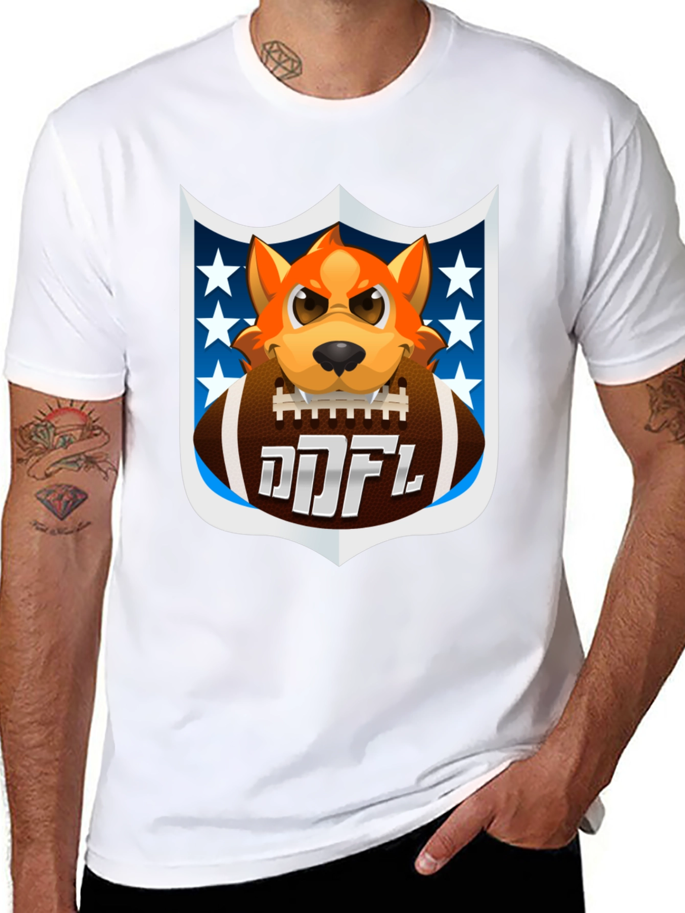 Cartoon Dog Holding Football T-Shirt