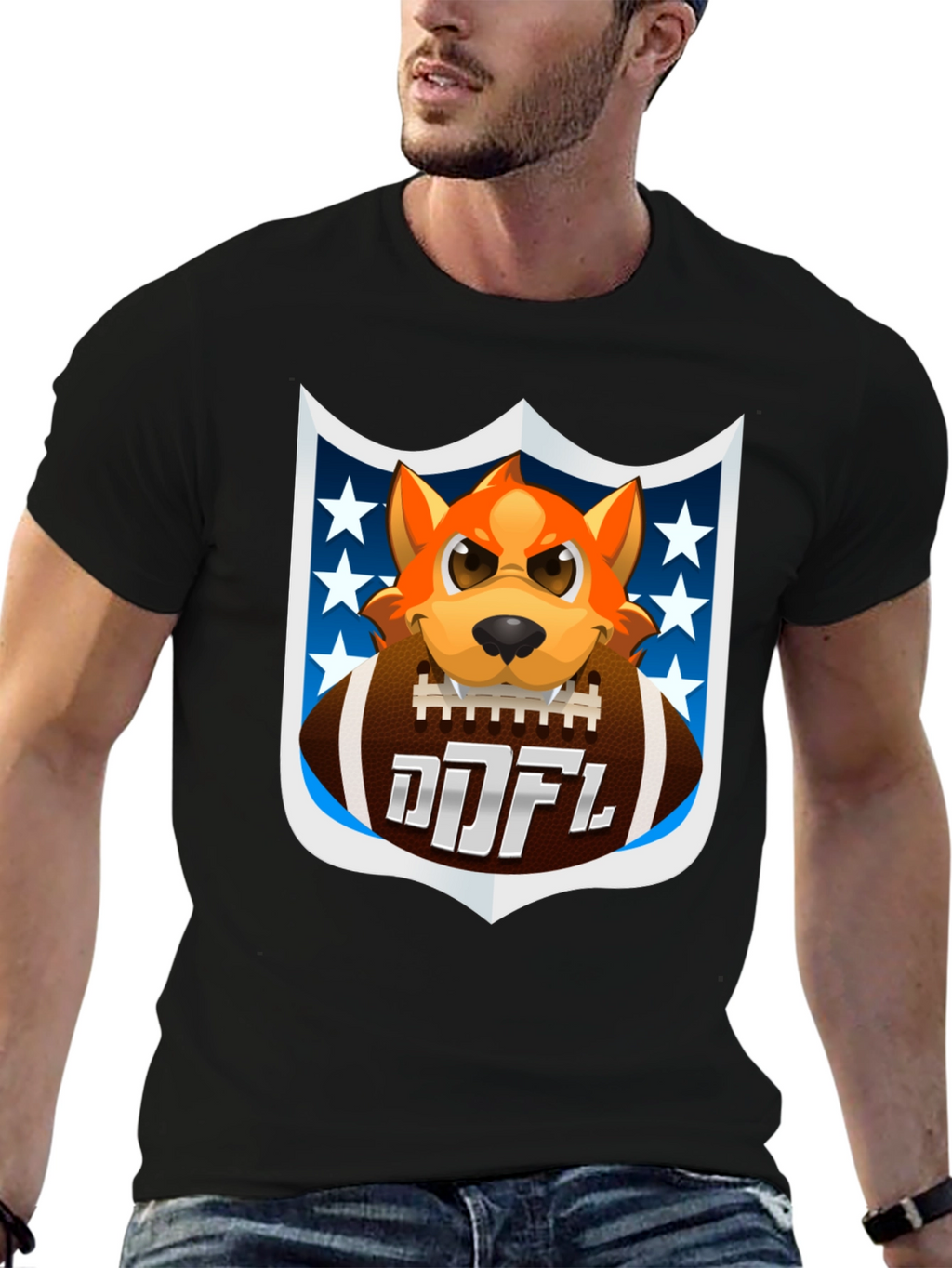 Cartoon Dog Holding Football T-Shirt