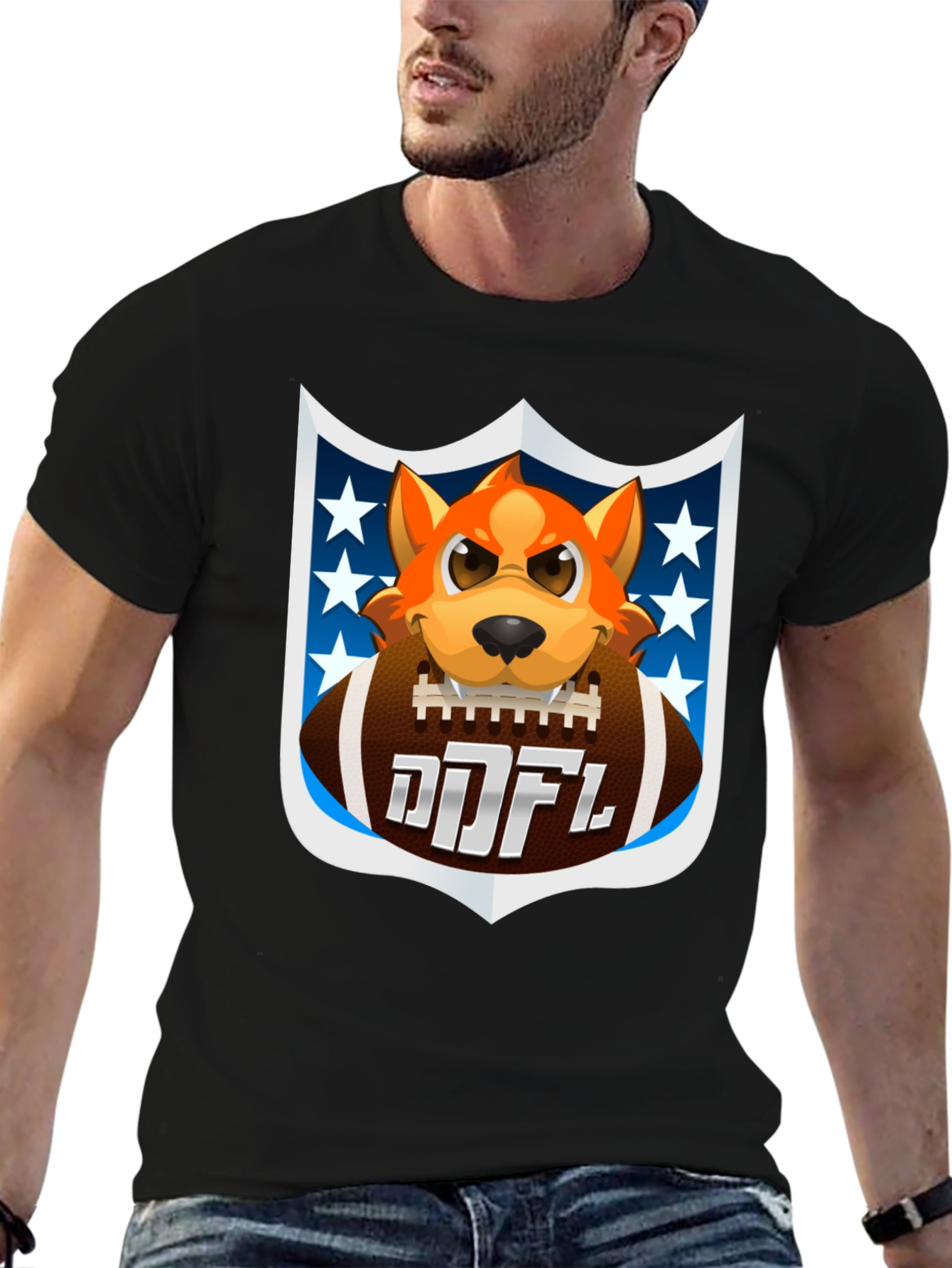 Cartoon Dog Holding Football T-Shirt