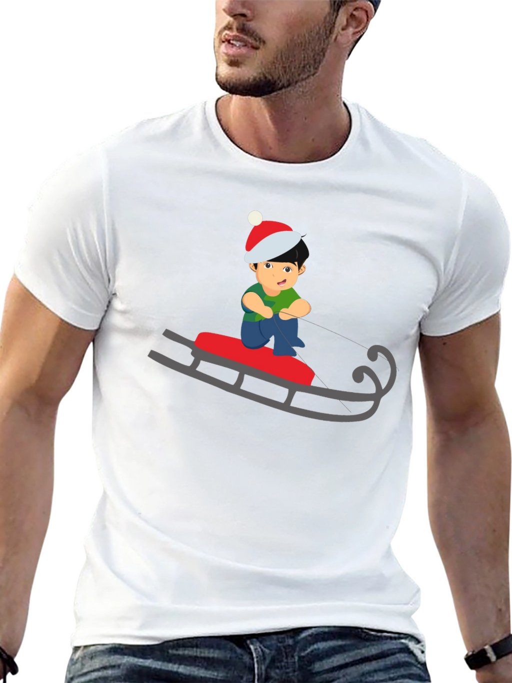 Sledding Boy Graphic Tee - Holiday Fun