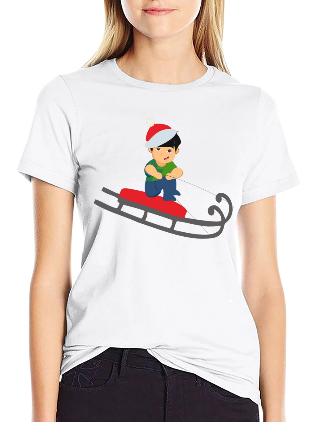 Sledding Boy Graphic Tee - Holiday Fun