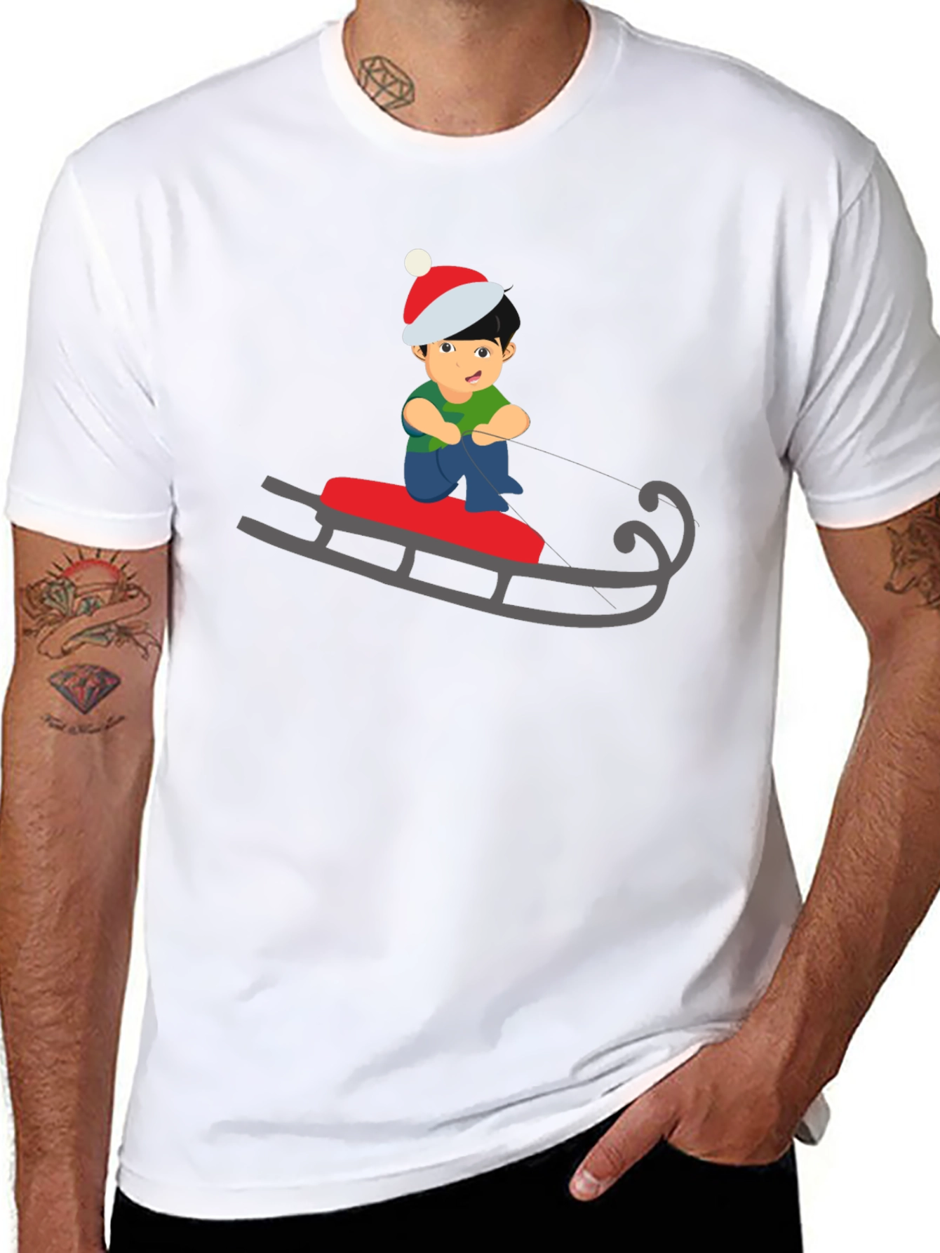 Sledding Boy Graphic Tee - Holiday Fun